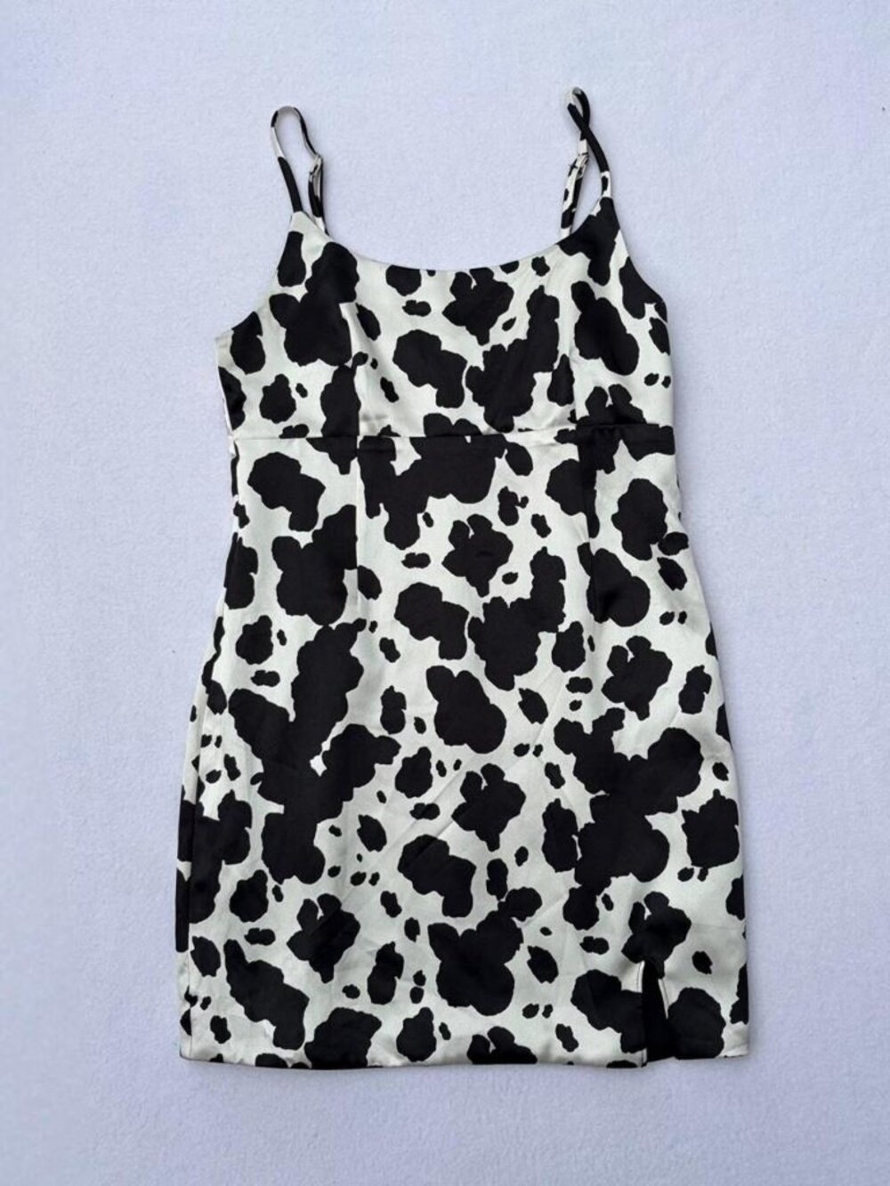 Wild Fable Cow Print Satin Mini Dress Sz M Cowgirl Animal Print Western Rodeo
